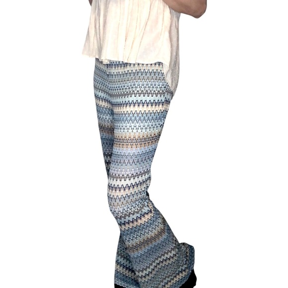 Vtg 90's Y2K Joe B Flare Bell Bottom Pants Sz L Semi Sheer Knit Festival Boho - Picture 1 of 9